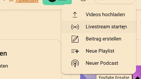 YouTube Livestream starten
